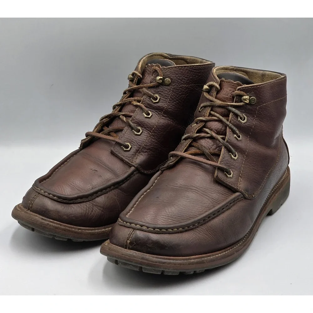 OluKai Kohala Boots Mens 11 Brown Leather Moc Toe Lace Up Casual Comfort Shoes